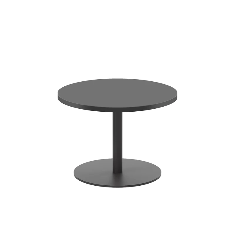 Office Hippo Circular Coffee Table, Sturdy & Stylish Small Table Desk, Laptop Table For Cafe, Coffee Shop or Bar, Versatile Office Table Ideal For Breakroom, 5 Year Guarantee - Black / Black
