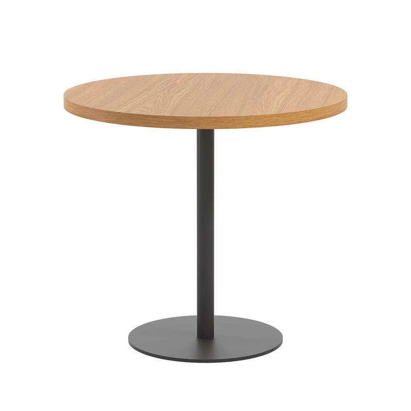 Office Hippo Circular Office Table, Sturdy & Robust Mid-Height Table Desk, Circular Work Table For Home Office, Versatile Desk Table For Canteen, Reception Area, 5 Year Guarantee - Oak / Black