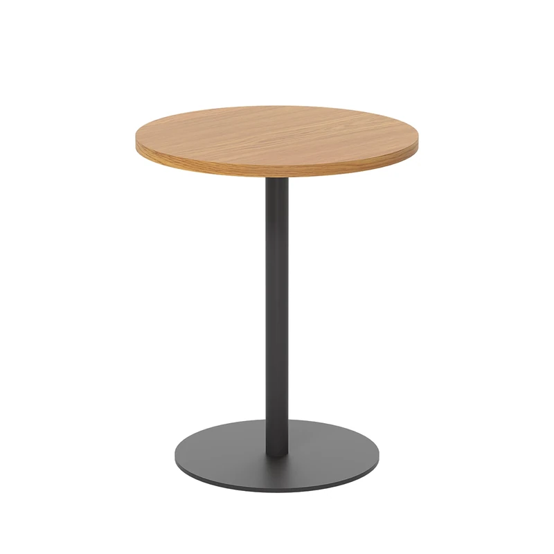 Office Hippo Circular Office Table, Sturdy & Robust Mid-Height Table Desk, Circular Work Table For Home Office, Versatile Desk Table For Canteen, Reception Area, 5 Year Guarantee - Oak / Black