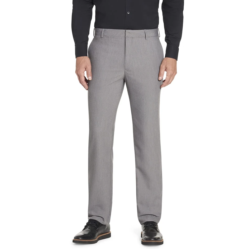 Van Heusen Men's Wrinkle Free Stretch Flat Front Dress Pant, Pale Silver, 40W x 34L - Image 1