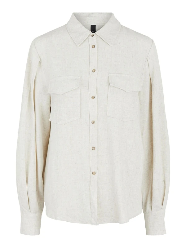 YAS Women's Yasviggi Ls Shirt Noos Blouse, Beige, S - Image 1