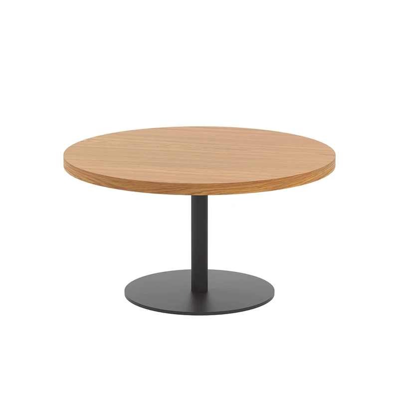 Office Hippo Circular Coffee Table, Sturdy & Stylish Small Table Desk, Laptop Table For Cafe, Coffee Shop or Bar, Versatile Office Table Ideal For Breakroom, 5 Year Guarantee - Oak / Black