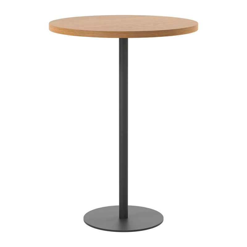 Office Hippo Circular Bar Table, Sturdy & Robust High Office Table, Stylish Work Table For Home Office, Ideal For Reception Area & Breakout Room, High Table Desk, 5 Year Guarantee - Oak / Black
