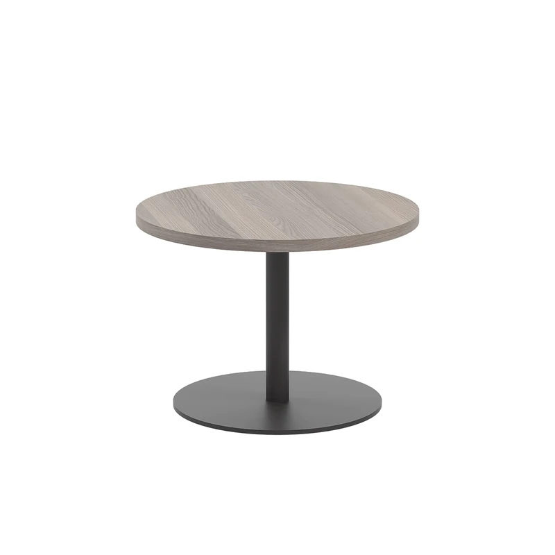 Office Hippo Circular Coffee Table, Sturdy & Stylish Small Table Desk, Laptop Table For Cafe, Coffee Shop or Bar, Versatile Office Table Ideal For Breakroom, 5 Year Guarantee - Grey Oak / Black