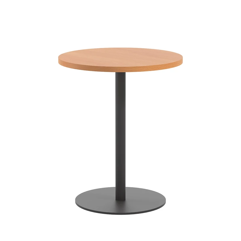 Office Hippo Circular Office Table, Sturdy & Robust Mid-Height Table Desk, Circular Work Table For Home Office, Versatile Desk Table For Canteen, Reception Area, 5 Year Guarantee - Beech / Black