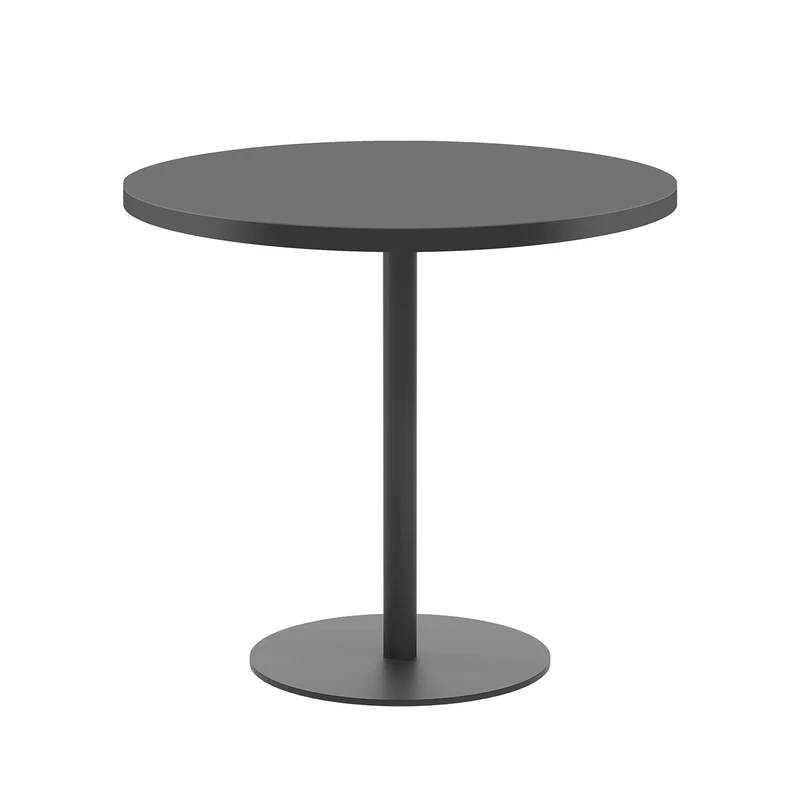 Office Hippo Circular Office Table, Sturdy & Robust Mid-Height Table Desk, Circular Work Table For Home Office, Versatile Desk Table For Canteen, Reception Area, 5 Year Guarantee - Black / Black