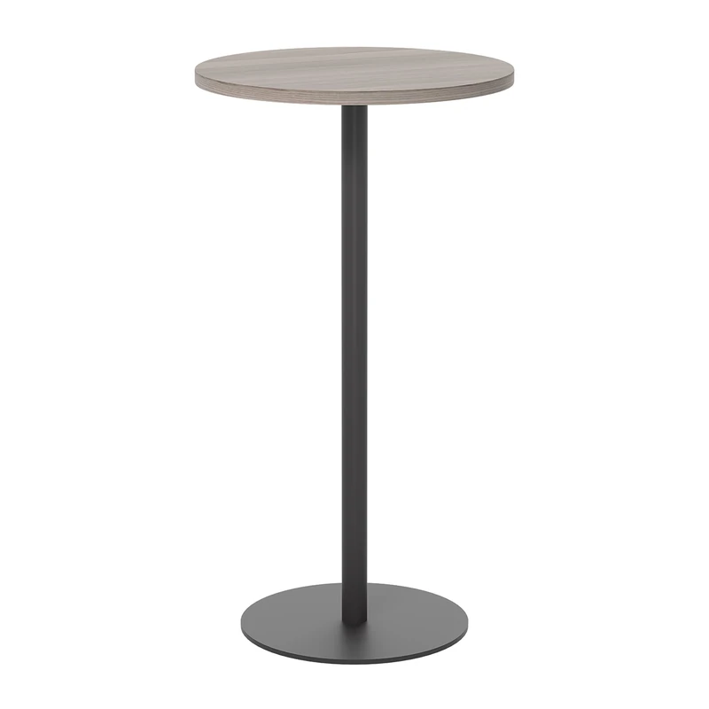 Office Hippo Circular Bar Table, Sturdy & Robust High Office Table, Stylish Work Table For Home Office, Ideal For Reception Area & Breakout Room, High Table Desk, 5 Year Guarantee - Grey Oak / Black