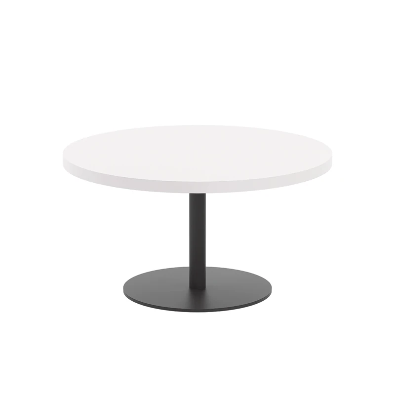 Office Hippo Circular Coffee Table, Sturdy & Stylish Small Table Desk, Laptop Table For Cafe, Coffee Shop or Bar, Versatile Office Table Ideal For Breakroom, 5 Year Guarantee - White / Black