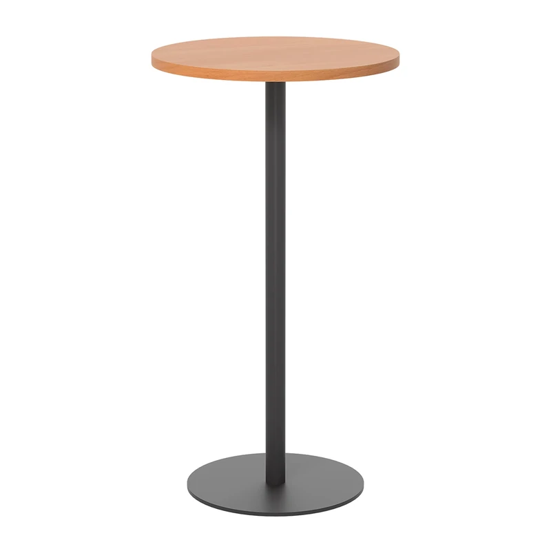 Office Hippo Circular Bar Table, Sturdy & Robust High Office Table, Stylish Work Table For Home Office, Ideal For Reception Area & Breakout Room, High Table Desk, 5 Year Guarantee - Beech / Black