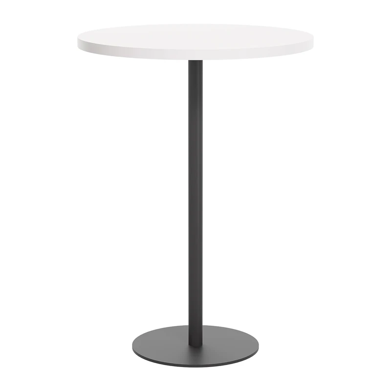 Office Hippo Circular Bar Table, Sturdy & Robust High Office Table, Stylish Work Table For Home Office, Ideal For Reception Area & Breakout Room, High Table Desk, 5 Year Guarantee - White / Black