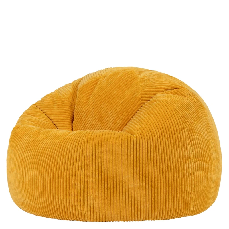 icon Kingston Cord Bean Bag, Ochre Yellow, Large Adult Bean Bag Chair with Filling Included, Comfy Chair, Living Room Furniture, Bedroom Furniture