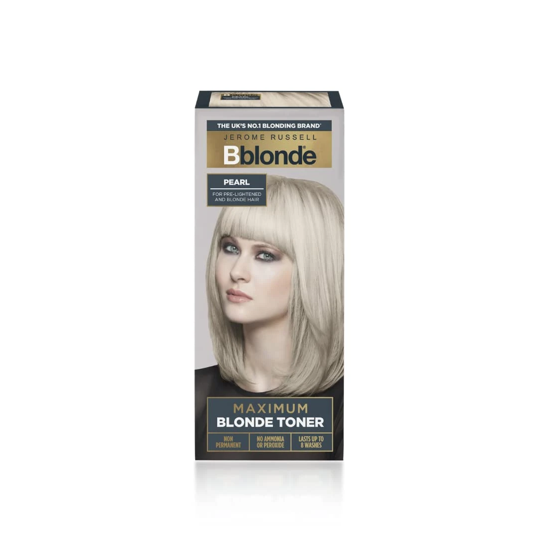 Jerome Russell Bblonde Maximum Colour Pearl Blonde Toner - Non Permanent Hair Toner for Pre Lightened & Naturally Blonde Hair, Neutralise Yellow Tones, No Ammonia/Peroxide, Lasts up to 8 Washes, 75ml