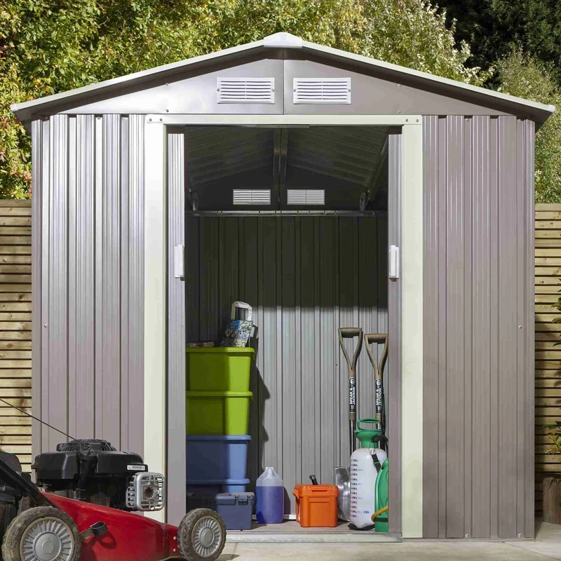 Rowlinson Trentvale 6x4 Metal Apex Shed Light Grey