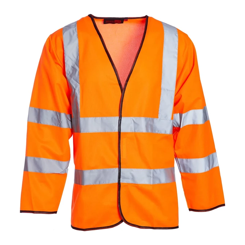 Blackrock Hi Vis Long Sleeve Vests Orange, Reflective High Vis Jackets, Hi Viz, Work Utility & Safety Clothing, Neon Clothes, Running, Jacket, Hivisible, Security, PPE, Fluorescent - Size Large