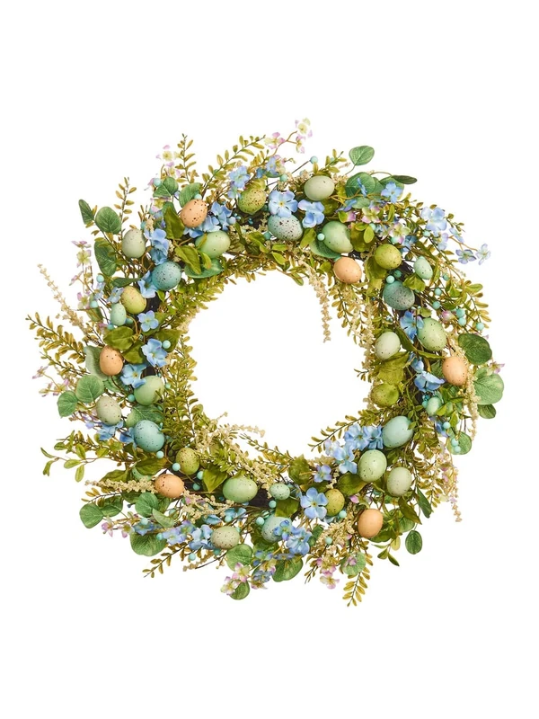 WeRChristmas Artificial Spring Wreath, Blue, 28 Inch, (WRS-1009)