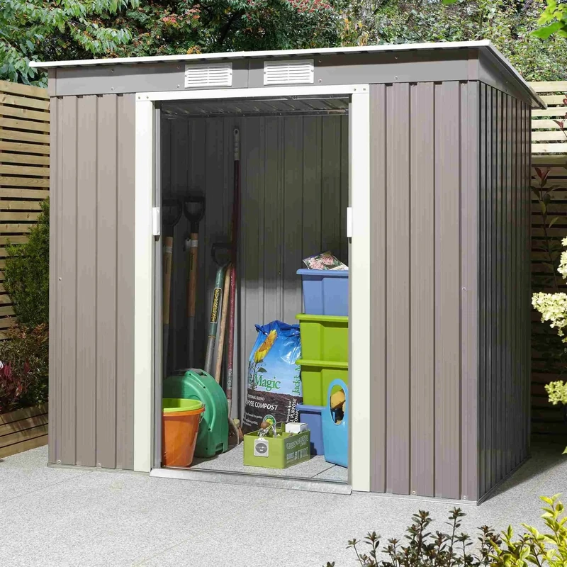 Rowlinson Trentvale 6x4 Metal Pent Shed Light Grey