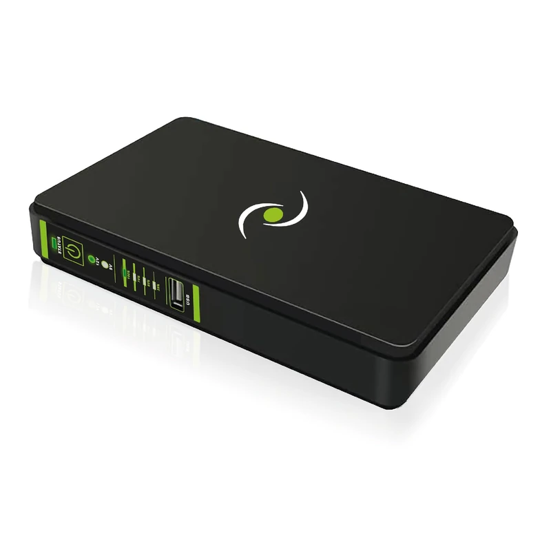 Tecnoware Power Systems - Mini UPS with 8800mAh PowerBank, Protects WIFI, Modem/Router, VOIP, Cameras, POE Function 24VDC/48VDC, 25W Power, 240 Minutes Autonomy, Compact Design, Black, MINI UPS