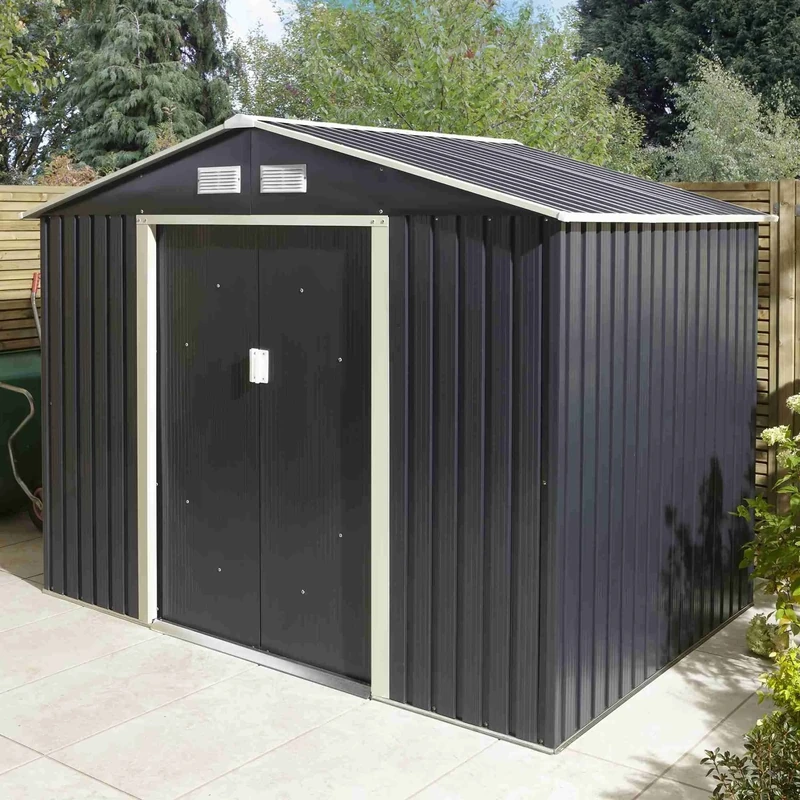 Rowlinson Trentvale 8x6 Metal Apex Shed Dark Grey