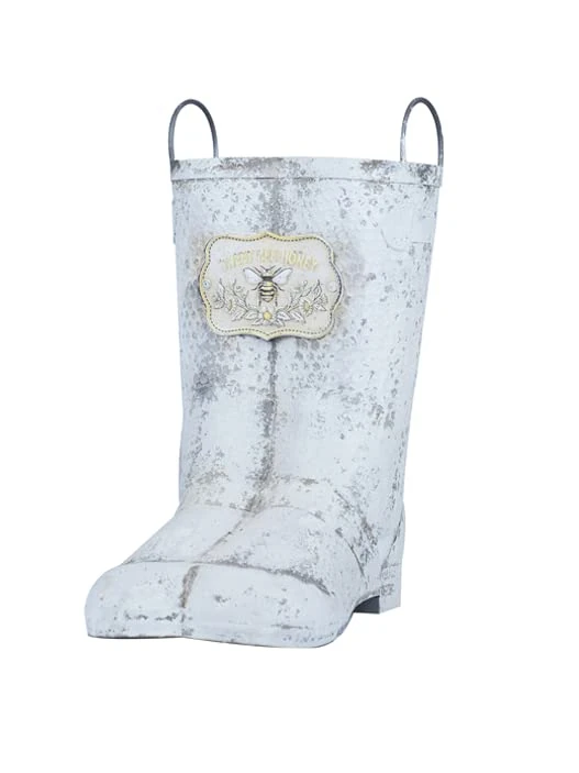 All Chic Handmade White Metal Sweet Bee Honey Unique Plant Pot Planter Flowers Garden