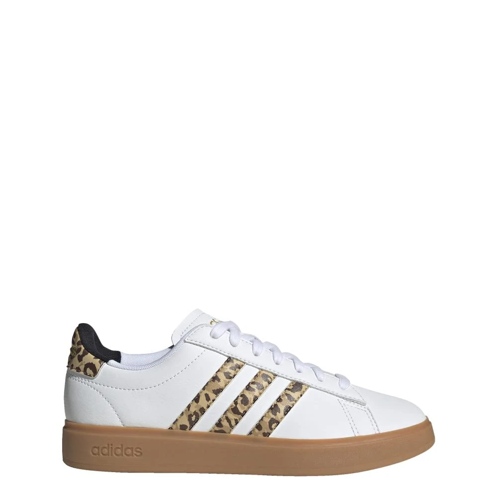 adidas Womens Grand Court 2.0 Shoes, White/White/Black, 5