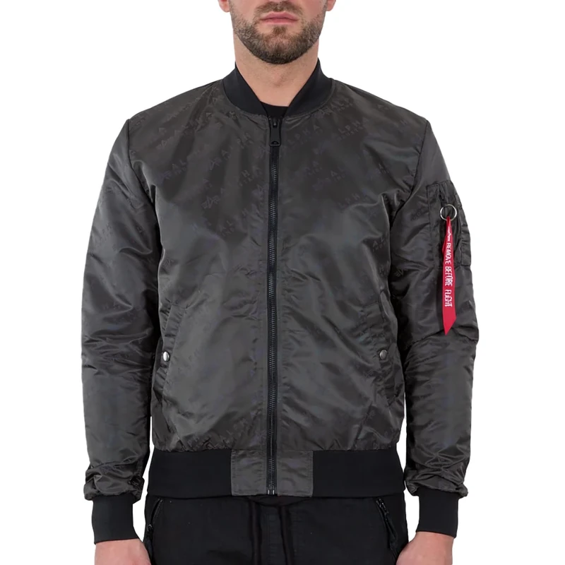 Alpha Industries Men's MA-1 LW AOP Rainbow Ref Flyers Jacket Rain, Greyblack, M