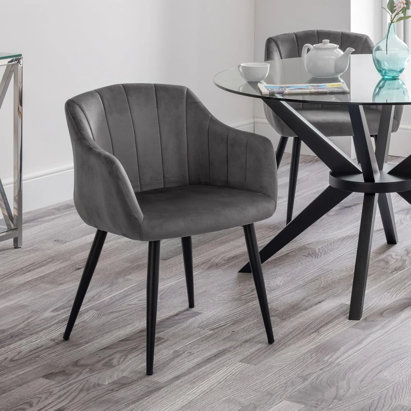 Julian Bowen Set Of 2 Hobart Scalloped Dining Chairs - Grey