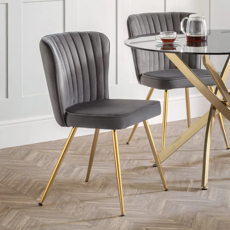 Julian Bowen Set of 2 Cannes Dining Chairs, Grey, One Size