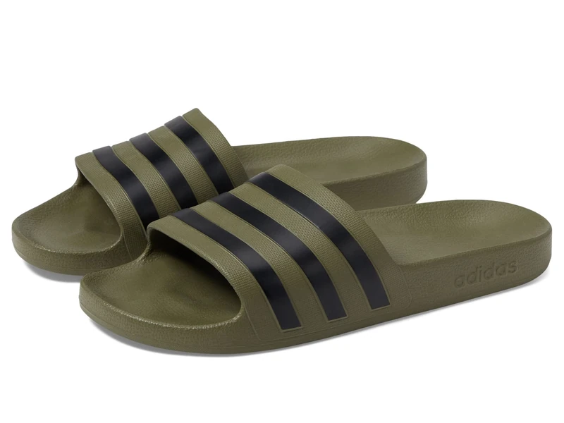 adidas Women's Adilette Aqua Slide Sandal, Olive Strata/Black/Olive Strata, 5 Women/4 Men