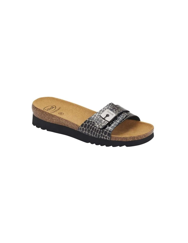 Scholl Ginni Slip On Sandals, Black/White, 7 UK