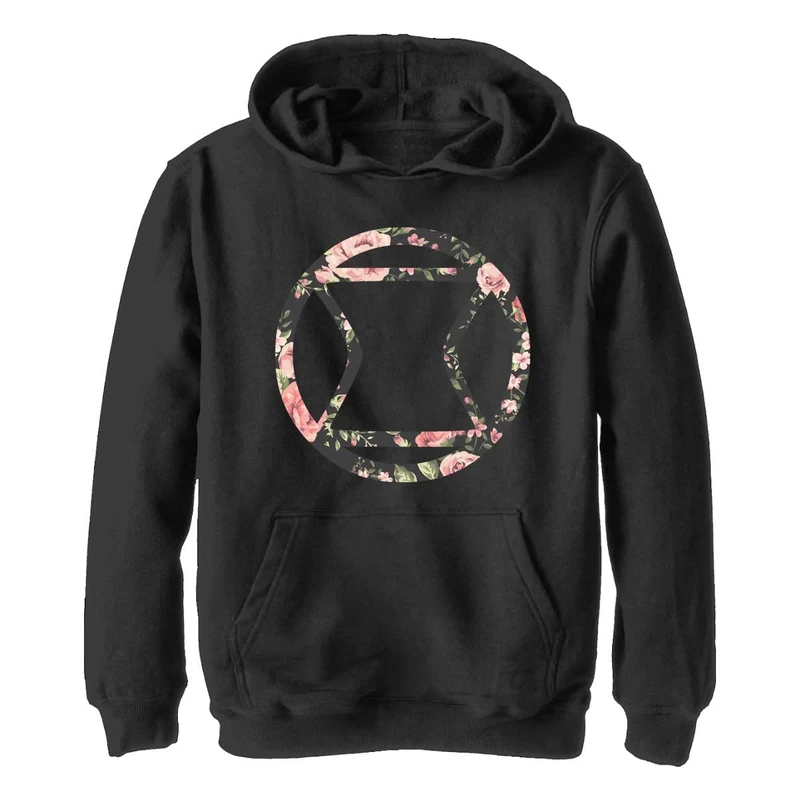Marvel Kids' Widow Rose Hooded Sweatshirt, Black, XL