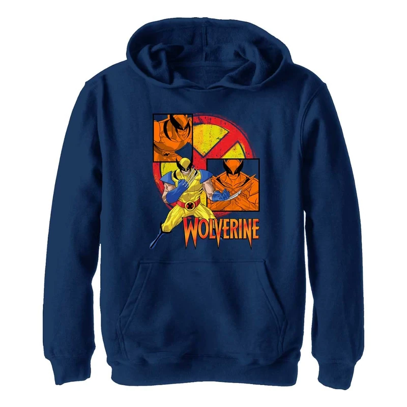 Marvel Unisex Children^Boy's Claw Panels Hoodie, Marineblau Heather, L