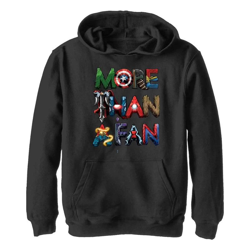 Marvel Boy's Klassischer Kapuzenpulli mit fanbuchstaben Hoodie, Black, M