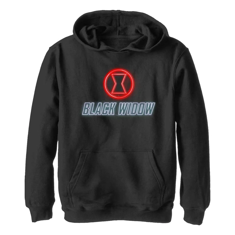 Marvel Kids' Black Widow Neon Hooded Sweatshirt, L