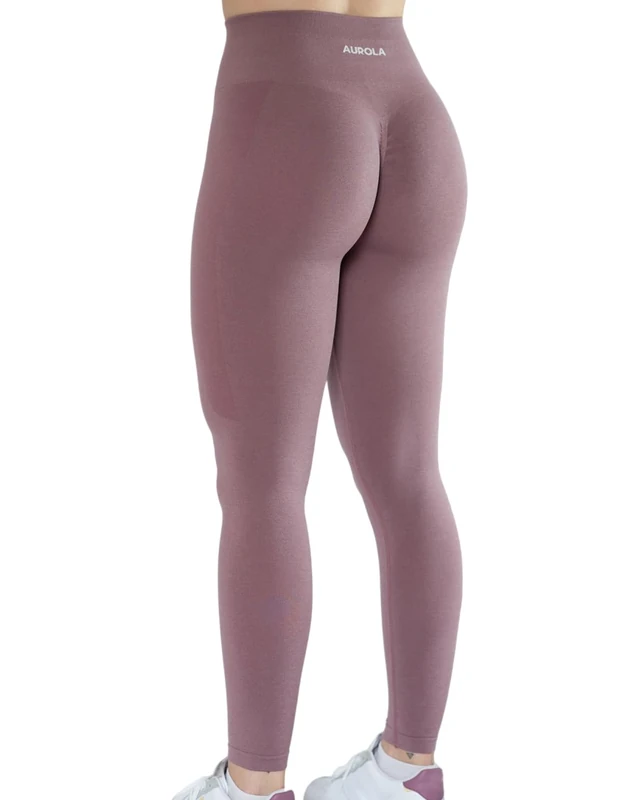AUROLA Workout Leggings for Women Seamless Scrunch Tights Tummy Control Gym Fitness Girl Sport Active Yoga Pants, Old Rose, Large