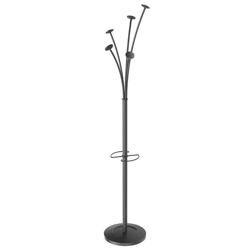 Office Hippo Umbrella and Coat Stand, Silver and Black