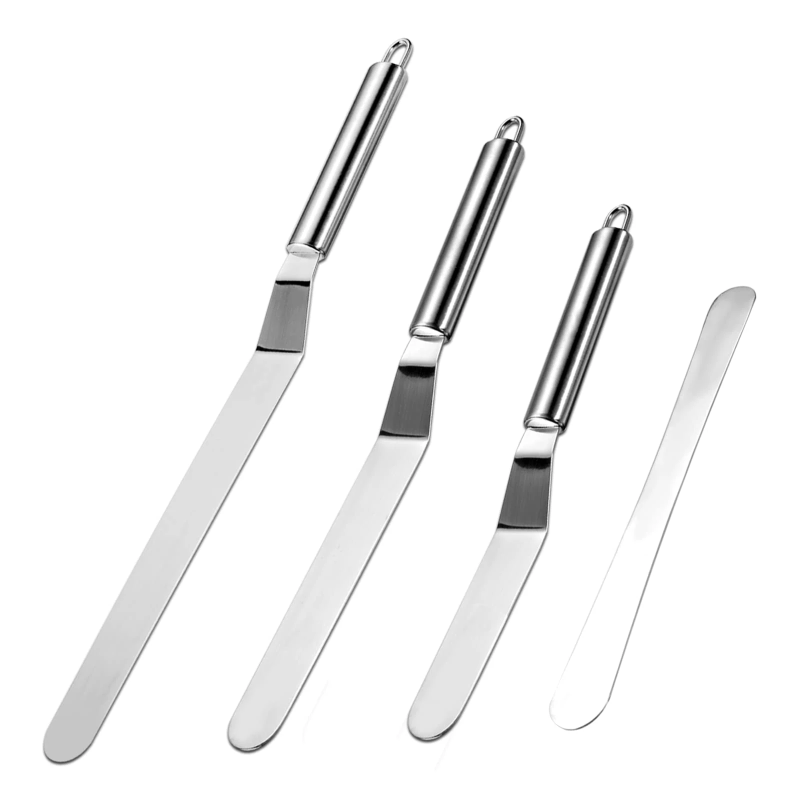 Vinabo 4-Piece Palette Knife Set - Stainless Steel Baking Spatula Kit with Angled/Offset Design - Professional Cake Decorating Tools for Frosting, Icing, Pastry, Cupcakes - Kitchen Baking Essentials