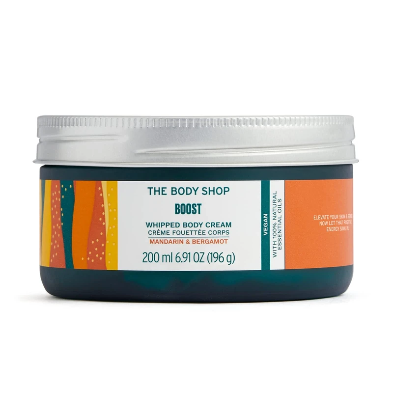 The Body Shop Body Boost Body Cream, Mandarin and Bergamot, moisturise which uplift your skin and Boost positive energy 200 ml
