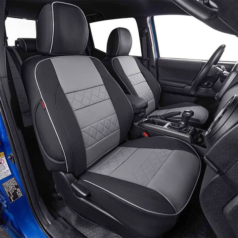 EKR Custom Fit Car Seat Covers for Select Volkswagen ID4 Pro,Pro S,Pro S with Gradient 2021 2022 2023 2024 - Leatherette (Black/Gray)