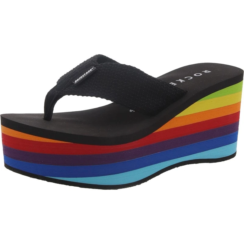 Rocket Dog Women's Crush Heeled Sandal, Rainbow Black, 8 UK