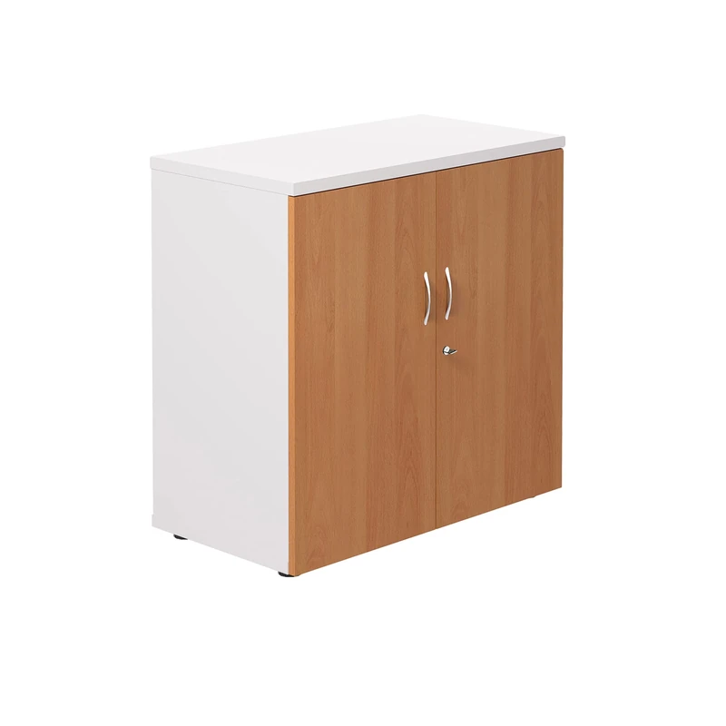 Office Hippo Heavy Duty Office Cupboard, Robust Office Furniture, Office Storage with Adjustable Feet, Versatile Lockable Cupboard, Office Storage With 1 Durable Adjustable Shelf - White/Beech