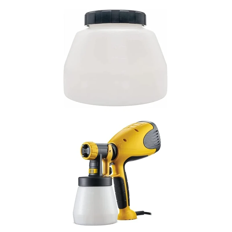 Wagner 417921 Container with Cover for Paint sprayers, White, 1400 ml + Wagner 2361508 W 100 Electric Paint Sprayer, 800 ml capacity, 280 W, Yellow/Black, 26.0 cm*28.5 cm*14.0 cm