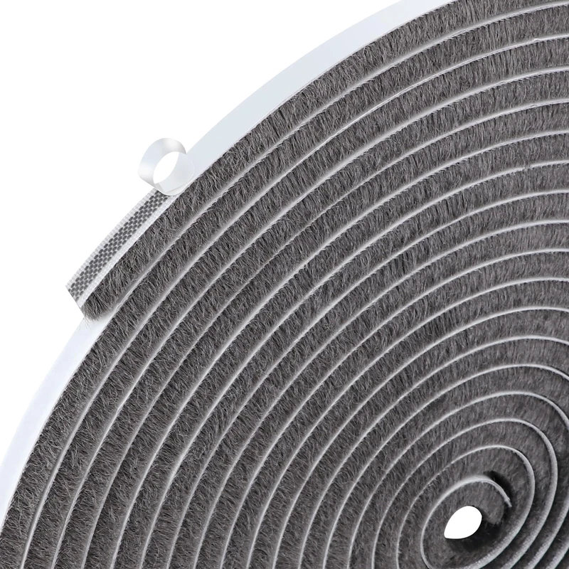 COUMENO 10m Weather Stripping Tape 15mm x 9mm, Grey Brush Seal Strip, Waterproof Draught Excluder for Door/Window Gap Filling, Soundproof & Dustproof for Sliding Doors/Windows,Cabinets,Wardrobes