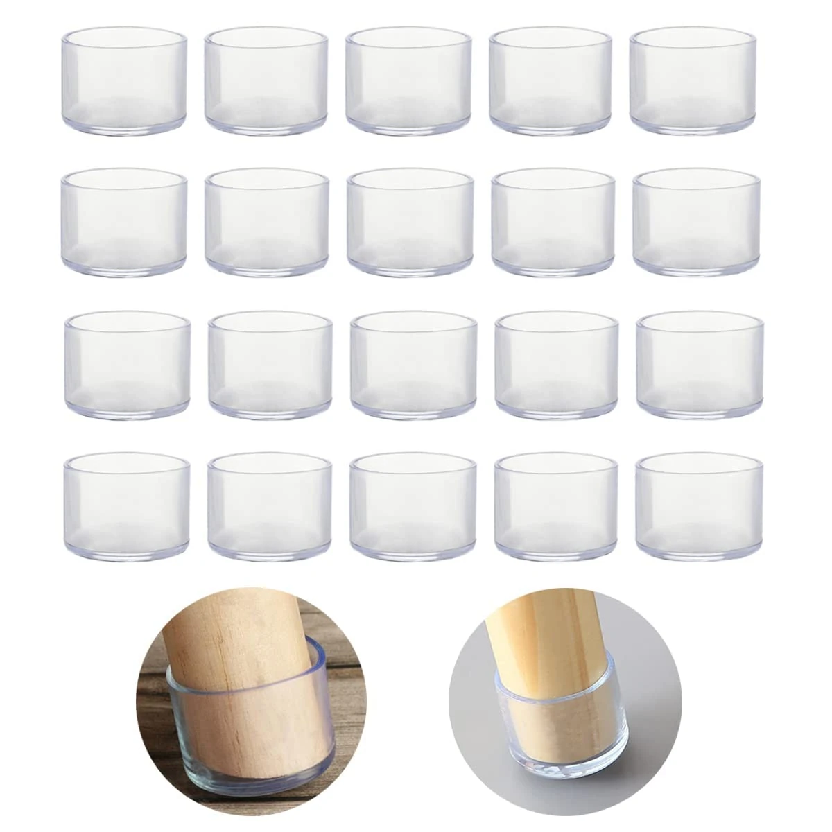 20Pcs Round 14mm Silicone Chair Leg Floor Protectors, Chair Leg Caps, Furniture Foot Protectors, Free Moving Table Leg Covers, Stool Leg caps to Prevent Hardwood Floor Scratches and Reduce Noise