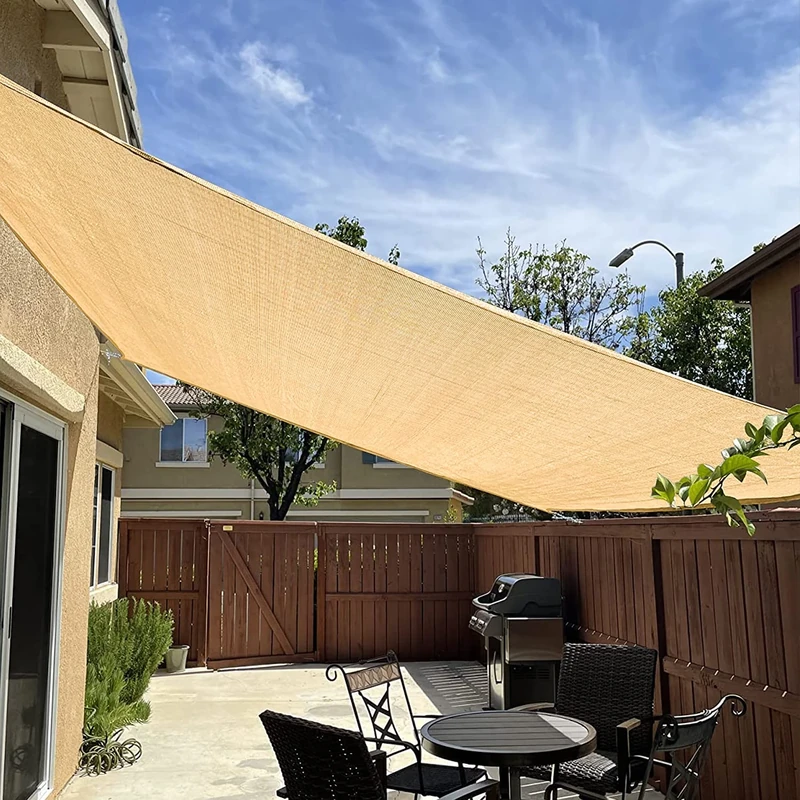 KANAGAWA Sun Shade Sail 20'X26' Sand Oversize Rectangle UV Block Canopy Awning Shelter Fabric Cloth Screen with Shade Sail Hardware Kit for Outdoor Patio Garden Backyard