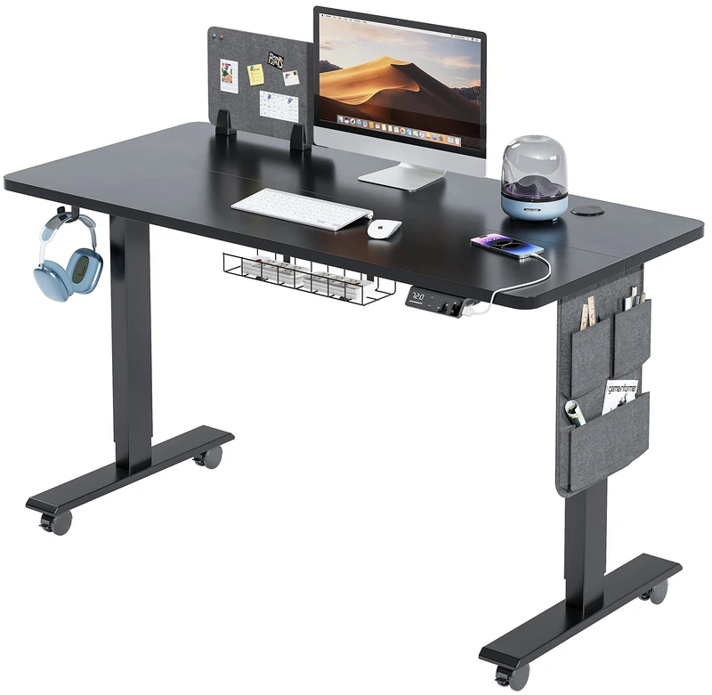 MAIDeSITe+SN1+Electric Standing Desk Height Adjustable Standing Desk Sit Stand Desk Stand Up Desk for Home Office+120 * 60CM+Black Frame+ Black Desktop