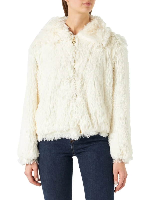 KENDALL & KYLIE Women's K&K W FUZZY HOODED BOMBER * KKW3716101 K&K W FUZZY HOODED BOMBER * KKW3716101, OFF-WHITE, L, OFF-WHITE, L