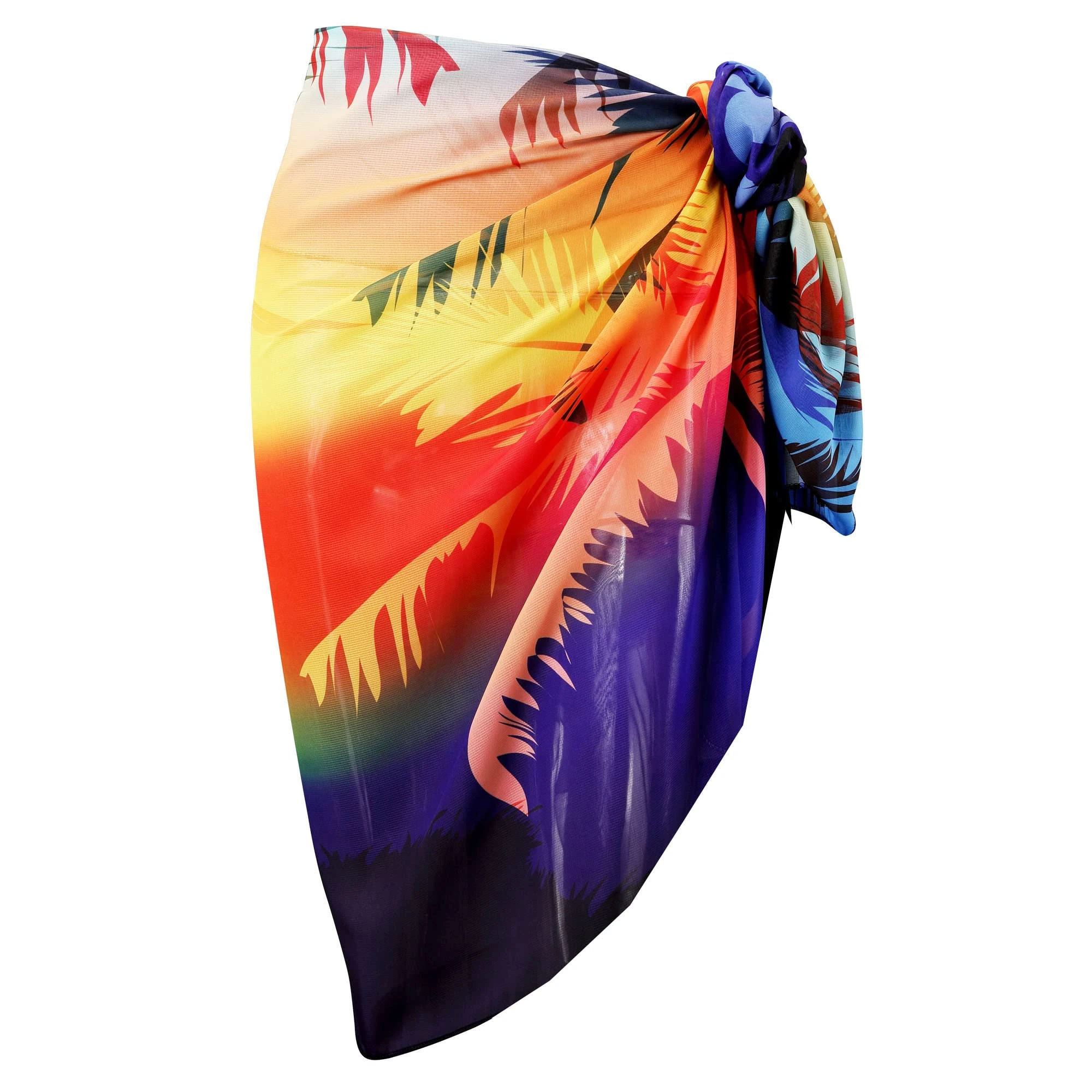 Faletony Sarongs for Women Beachwear Swimsuit Cover Ups Chiffon Pareo Beach Wrap Bright Floral Pattern Summer Holiday Sarong Skirt Coconut Tree
