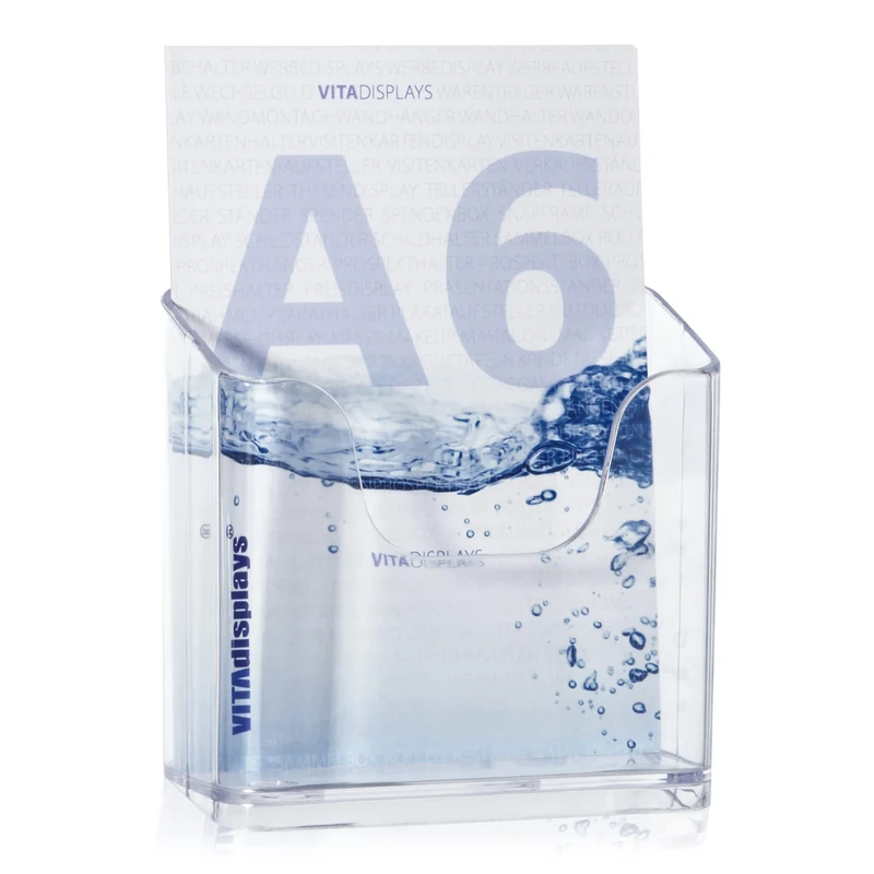 DIN A6 Table Brochure Stands - Pack of 10 Transparent Flyer Holder and Stable Postcard Stand