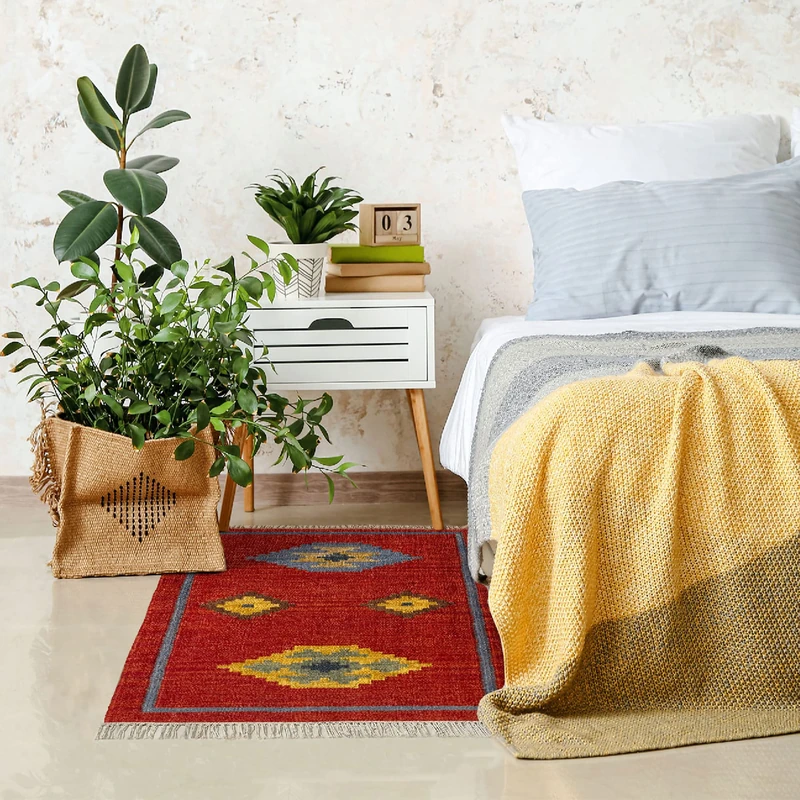 HAMID - Kilim Lori Rug with Oriental Design, 100% Wool, Kilim Rug, Hand Woven, Hallway, Living Room, Bedroom, Living Room, Entrance (D.3, 110x60 cm)…