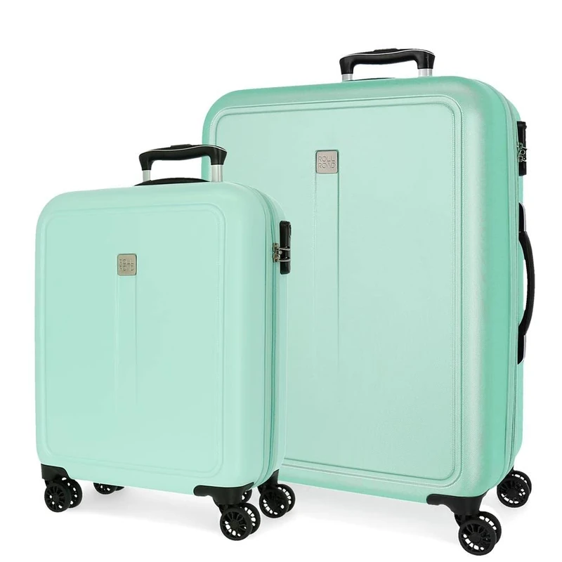 Roll Road Camboya Cabin Trolley, Black, 40 x 55 x 20 cm, Rigid ABS Combination Lock, Side Lock, 37 L, 3.08 kg, 4 Wheels, Hand Luggage, Turquoise, 40 x 55 x 20 cm / 48 x 68 x 27 cm, Set of 2 suitcases